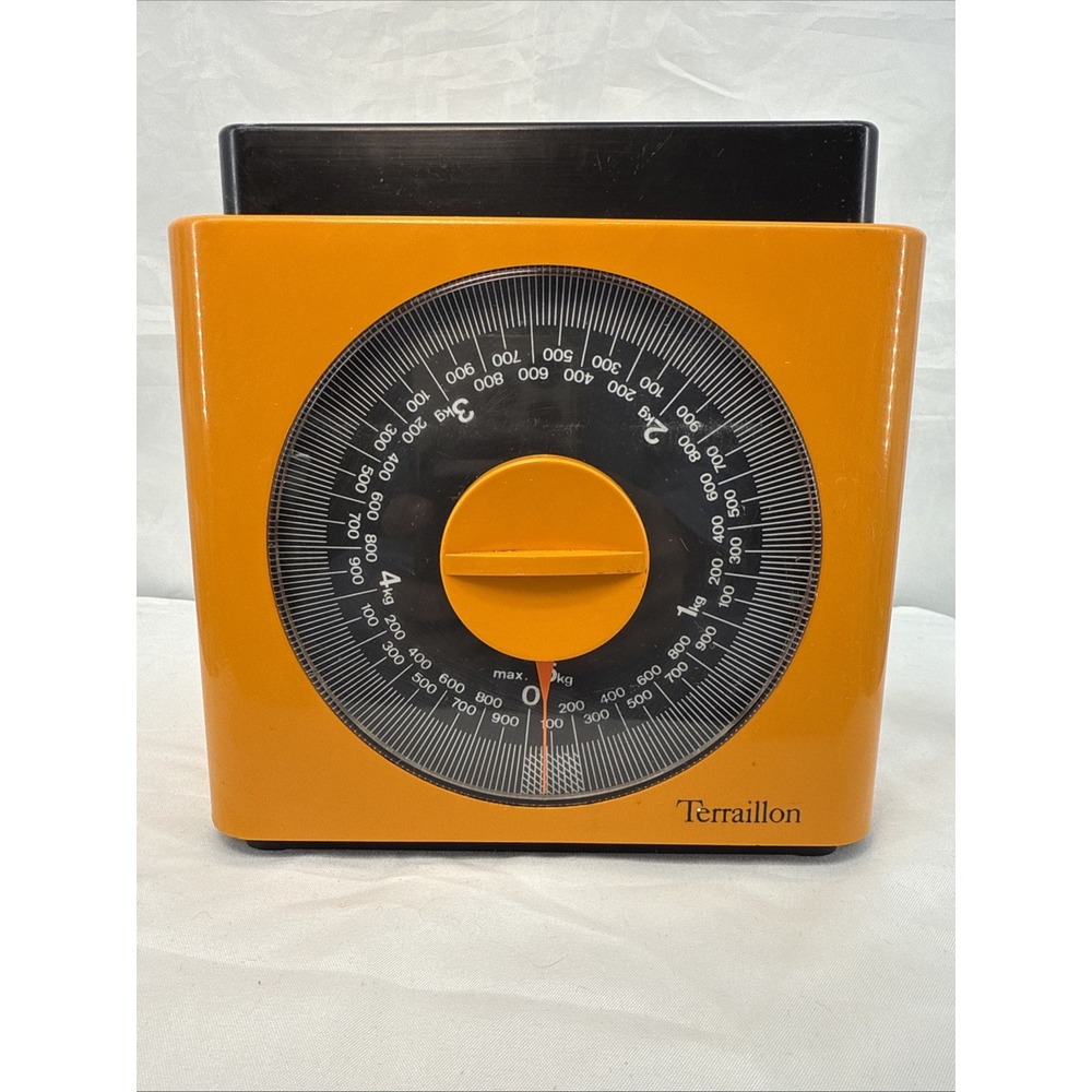 Vintage 1970's Terraillon Orange Kitchen Scale Mod MCM Retro Orange kg‎ Scale